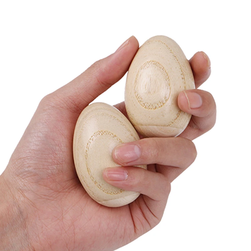 2PCS Wooden Egg Shakers Musical Instruments Rhythm Melody Early Learning Toys Kids Party Favors Stocking Stuffers Gifts