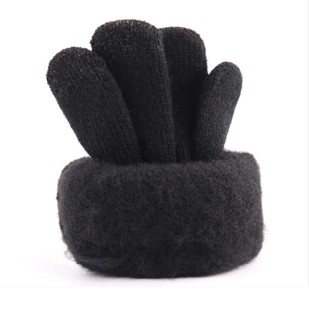 

2Pairs Knitted Gloves Thicken Screen Anti-Slip Winter Outdoor Safety Grey Black Gloves for Screen Touch