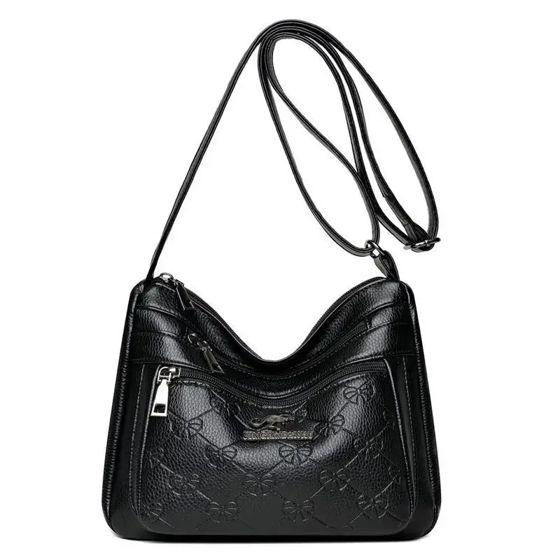 New Middle-aged Women Mother Mother-in-law Bag Multi-layer Soft Texture Brand Shoulder Crossbody Bag Tide Luxury Design