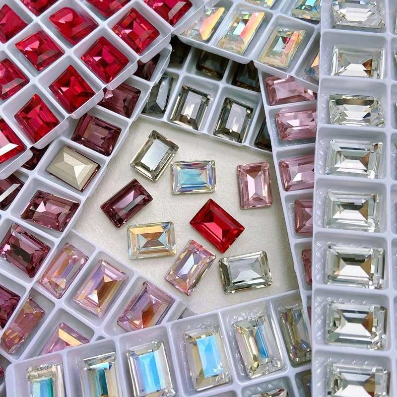 1Pcs 10*14 Rectangle Right Angle Sugar Nail Rhinestone, K9 High Clear Sparkly Glass Gem for DIY Press On Nail Stack Decoration