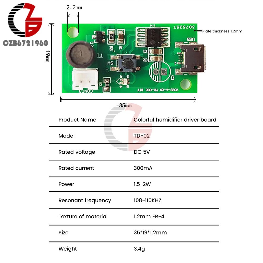 DC 5V USB Mini Humidifier DIY Kits Mist Maker and Driver Circuit Board Fogger Atomization Film Atomizer Sheet Mini Oscillating