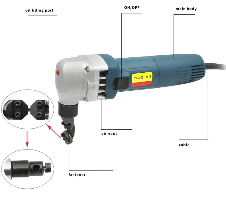 Corded Metal Nibbler 16 Gauge 1700 SPM Variable Speed Nibbler Metal Cutter Included Sheet Metal Nibbler Kit 3-Stop Die Holder