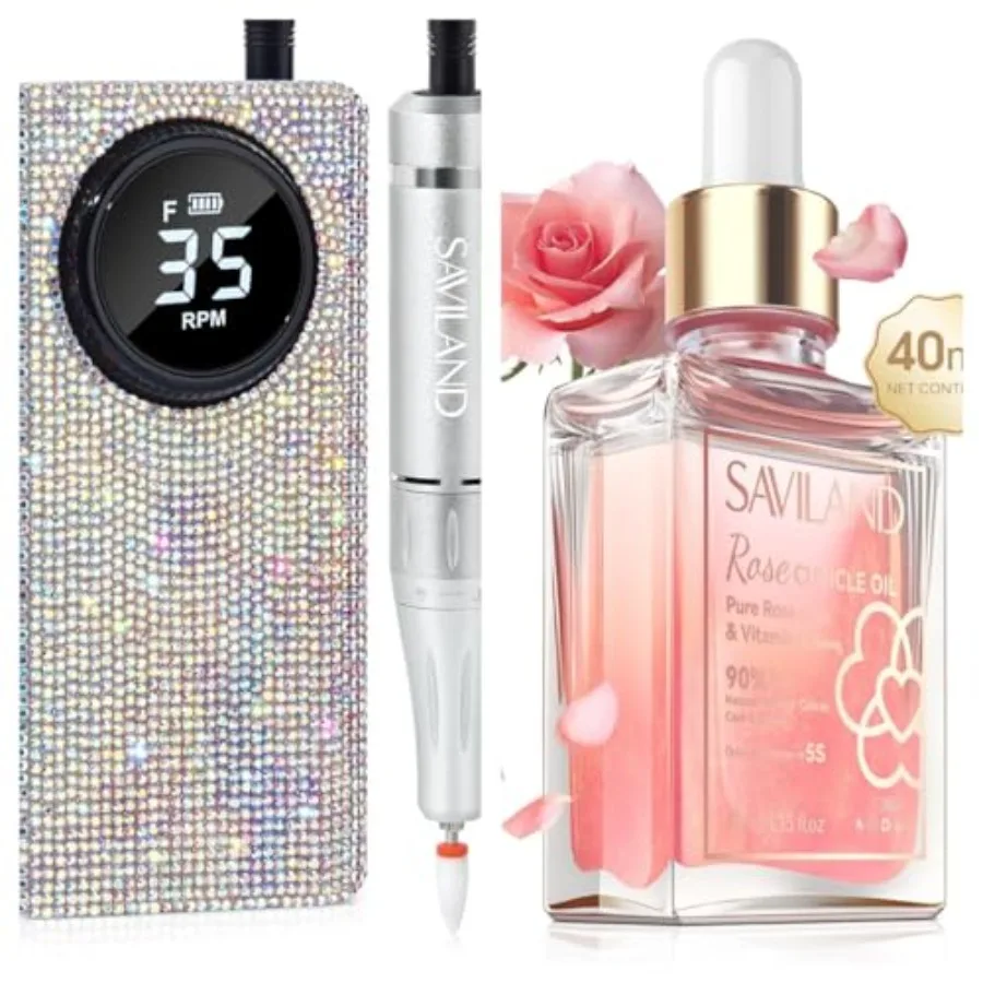 

Professional Nail Drill Kit with Cuticle Oil Vitamin E for Salon Use Durable Metal Body Elegant Black Finish High-Speed Precisi