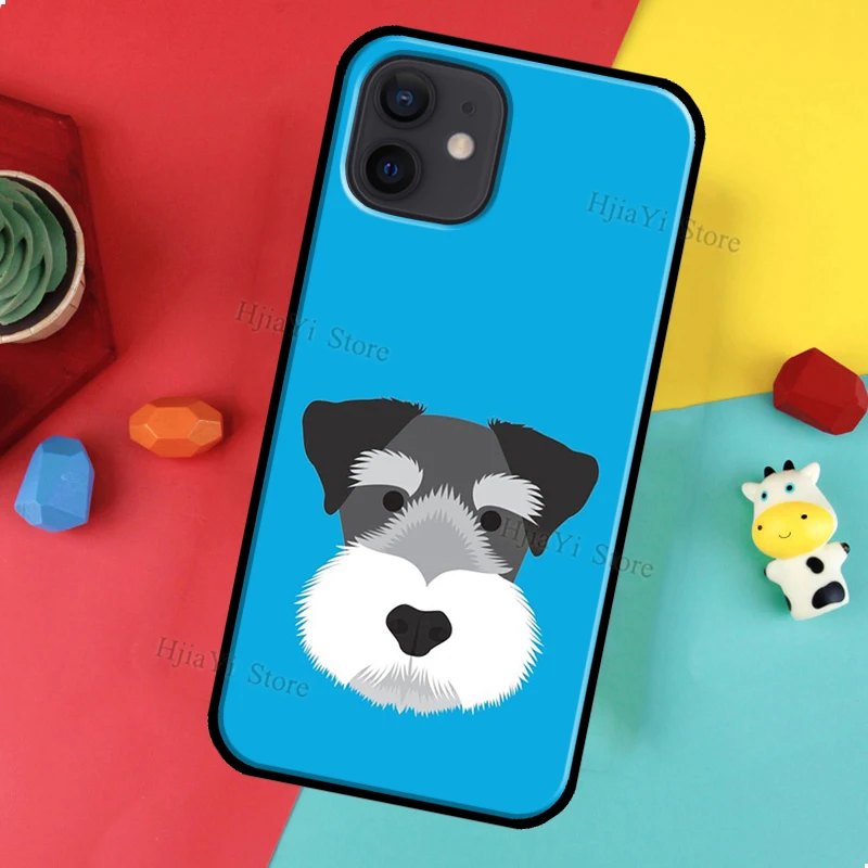 Cartoon Schnauzer Dog Cover For iPhone 16 15 13 Pro Max 12 Mini Plus X XR XS Max 11 14 Pro Max Phone Case