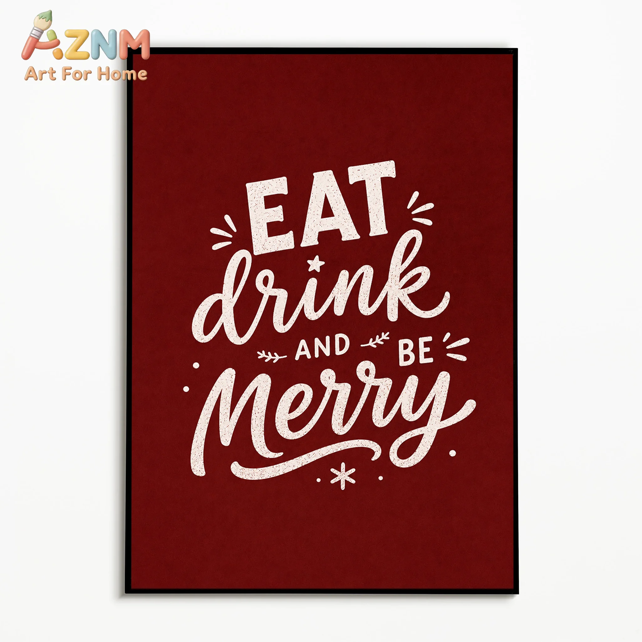 AZNM Script Lettering Wall Art Christmas Holiday Quote Posters Winter Canvas Painting Home Decor Room Decor Gallery Wall Prints