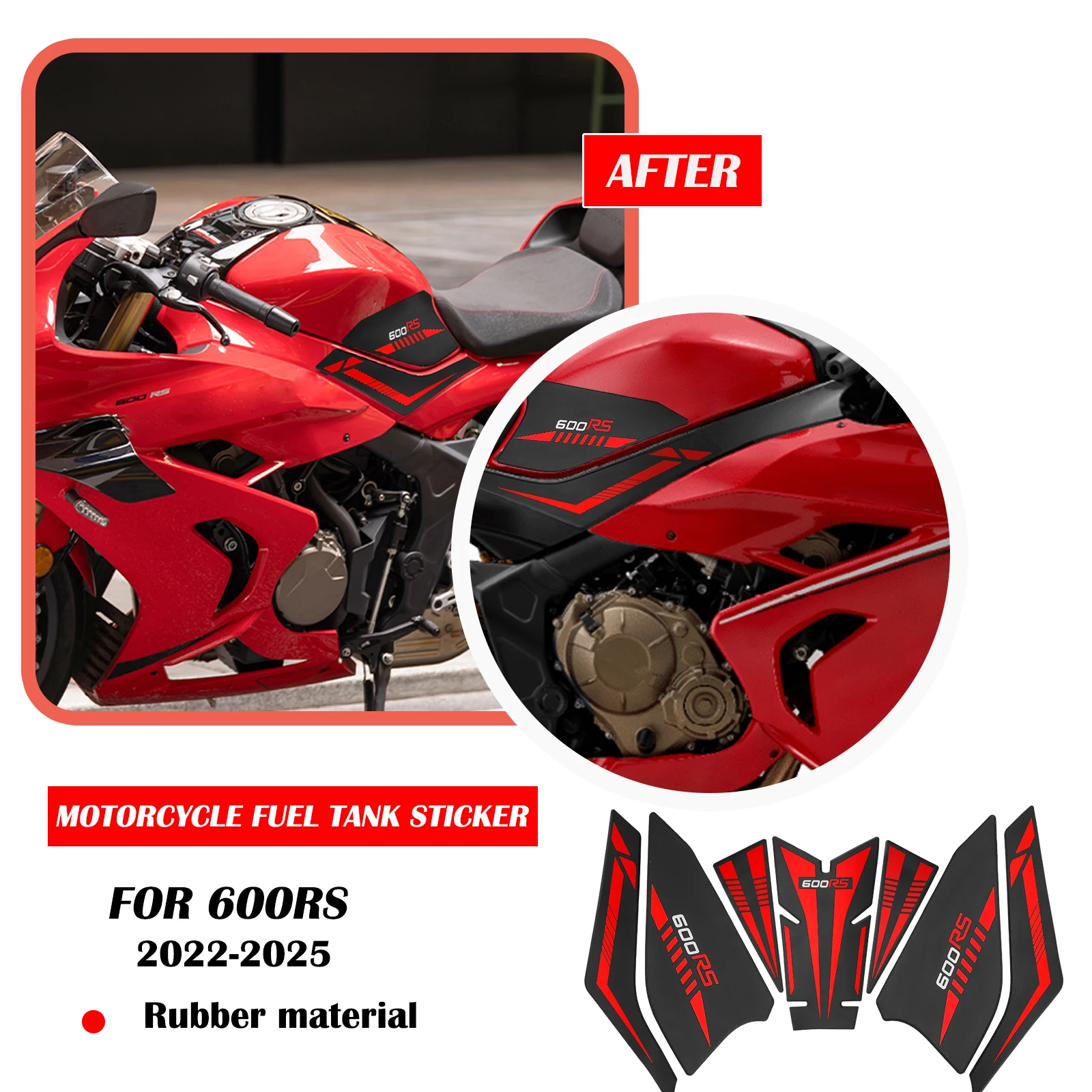 

For QJMOTOR 600RS 2022-2025 2024 2023 models fuel tank pad traction side protection decal sticker fuel tank traction pad