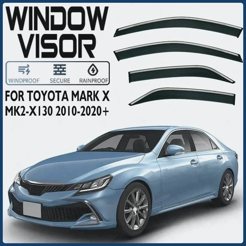 

For Toyota Mark X MK2-X130 2010-2020 Window Visor Wind Deflectors Door Visor Vent Shades Chrome Strips Rain Guards