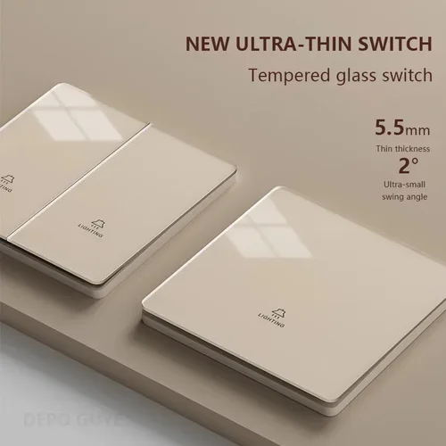 Nuevo interruptor de luz LED de vidrio ultrafino, 1/2/3/4 entradas, 1/2 vías, botón de encendido de pared de la UE, Panel de encendido y apagado, botón basculante, interruptor eléctrico de 220V