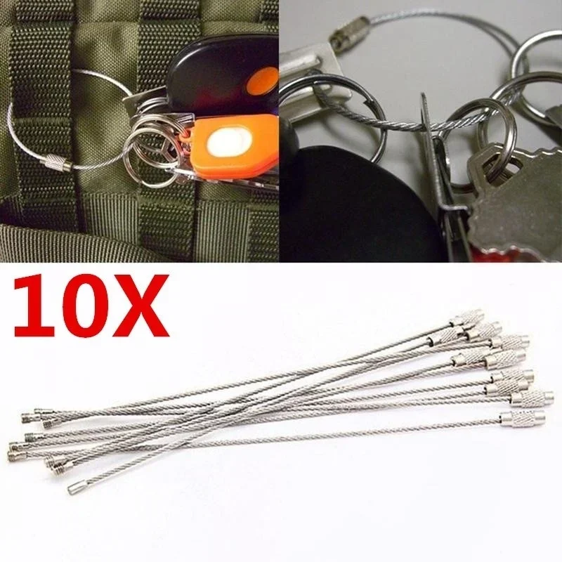 

10PCS Stainless Steel Wire Keychain Cable Key Ring for Outdoor Hiking Camping
