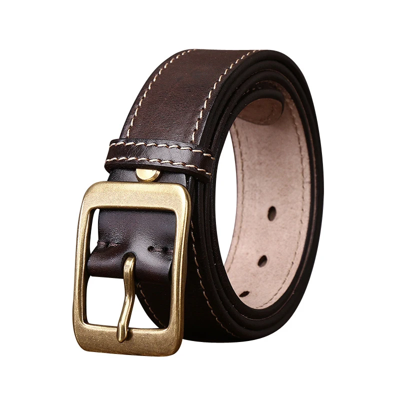 Luxury Leather Designer Men Belt Genuine Handcrafted Retro with Versatile Trousers Waistband Casual Belt Him