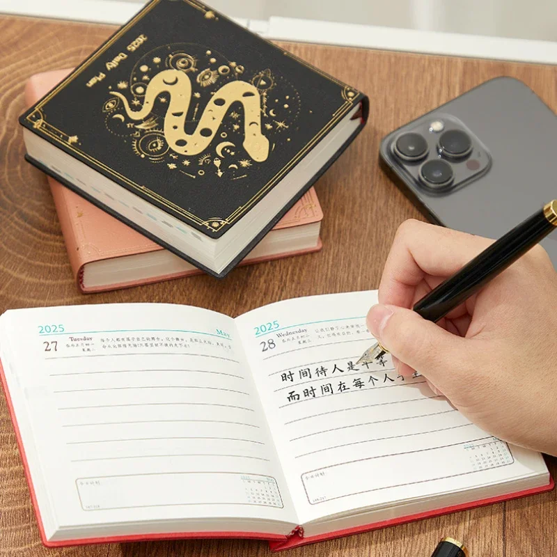 2025 Pocket Calendar Creative Snake Year Notebook Square Portable Small Fresh Business Office Planning Book School Stationeries