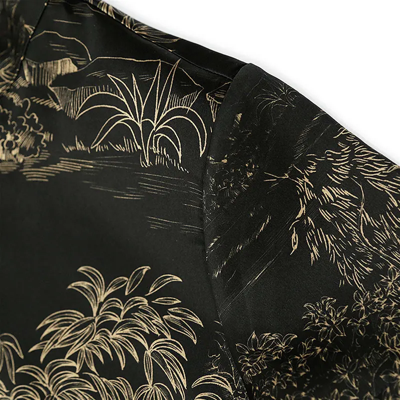 BirdTree-40MM Watered Gauze Silk Elegant เสื้อผู้หญิงแขนสั้น Jacquard, สไตล์จีนใหม่เสื้อหลวม, ฤดูร้อน T56964CC