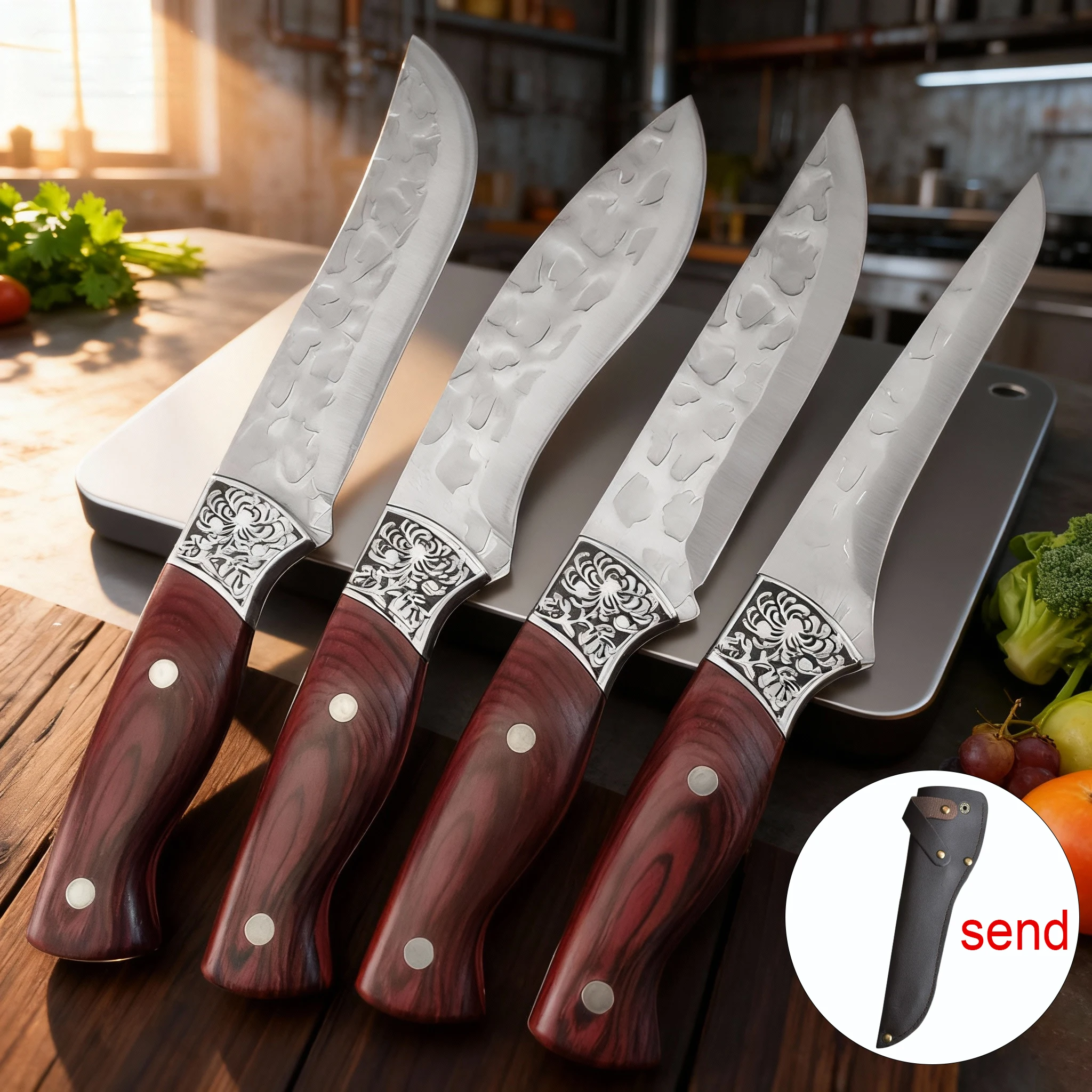 

Hand-forged boning knife, professional kitchen knife sharp stainless steel cutting knife for slaughtering cattle, sheep and pigs