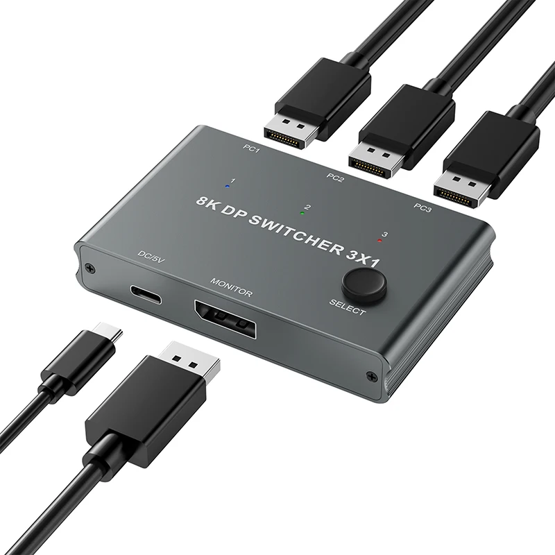 Imagem -01 - Displayport Displayport Switch dp Switches Splitter Selector Box Suporte Botão 8k @ 60hz 4k @ 144hz em Saída Compatível com pc displayport displayport switch dp switches splitter selector box suporte botao 8k 60hz 4k 144hz em saida compativel com pc 01