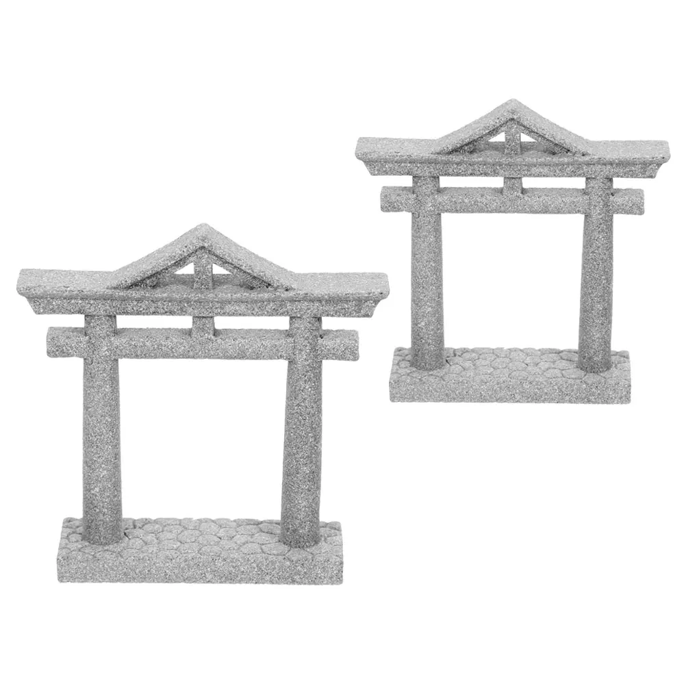 

2 Pcs Japanese Gate Stone Props for Small Gate Props Aquarium Terrarium Zen Garden Bonsai House Decor naments
