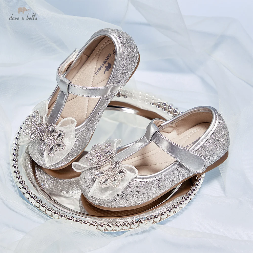 

Dave Bella, детская кожаная обувь, осенне-весенняя элегантная обувь принцессы для девочек, нескользящая детская мягкая блестящая обувь для вечеринок DB1260383