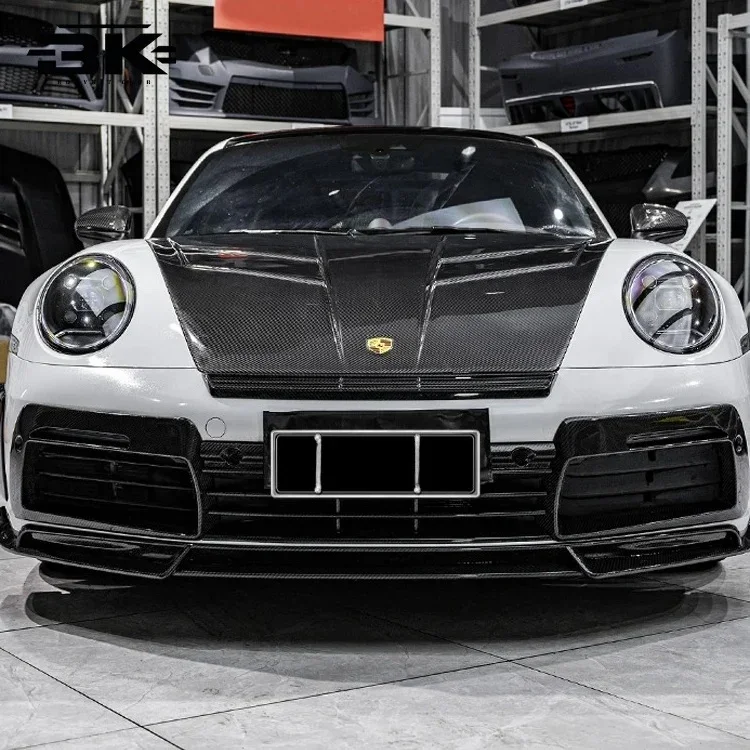New Dry Carbon Fiber Car Front Bonnet Cover Hood For Porsche 911 992 Carrera Upgrade Key-vany Style Engine Hoods