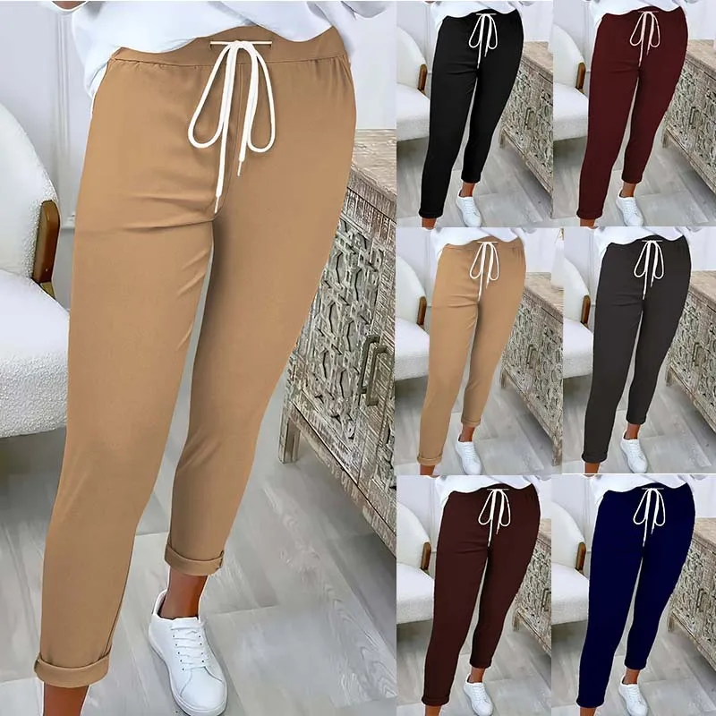 

Dw 2025 New Style Belted Slim-leg Women's Solid Color Versatile Temperament Casual Trousers