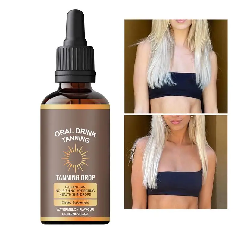 60ml Sunless Tanning Drops Moisturizing Bronzing Tanner Sunless Tanning Tools Body Tanning Cream Hydrating Oral Drink Boost