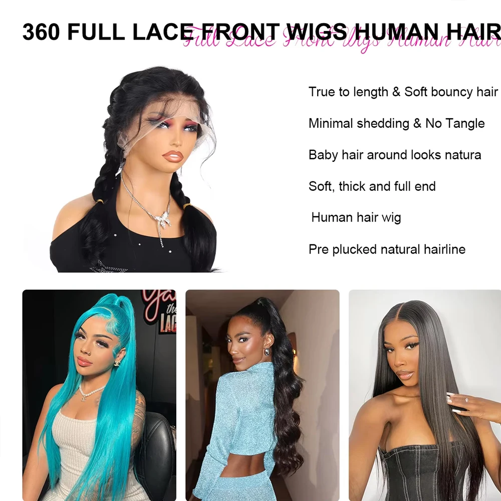 200 Density 100% Human Hair 360 Full Lace Wig 30 38 Inch Brazilian Remy Transparent Pre Plucked Straight HD Lace Frontal Human Hair Wigs For Women Natural Black Color Wig image 4
