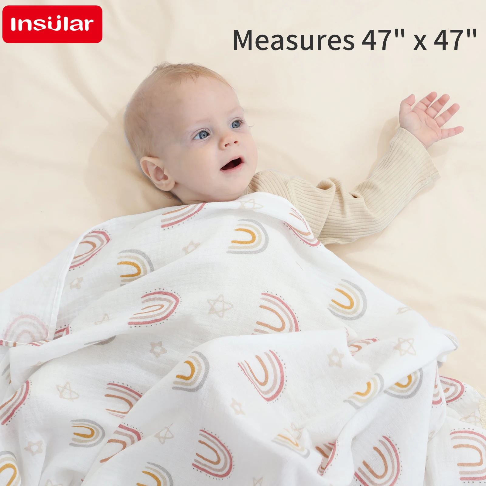Muslin Bath Towels 120*120cm Kids Bath Cover 4-layer Cotton Infant Wrap Blanket Printed Baby Breathable Skin-friendly Cloths