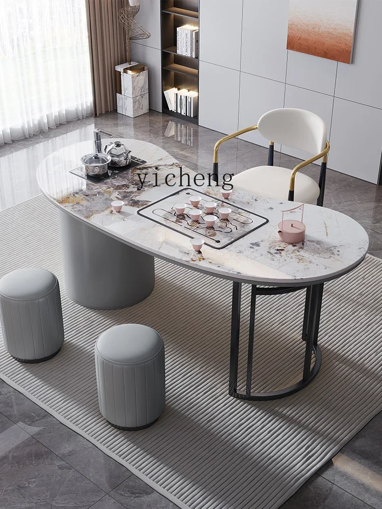 

Tea Table and Chair Set One Table Five Chairs Tea Room Reception Area Kung Fu Tea Table Kettle Integrated