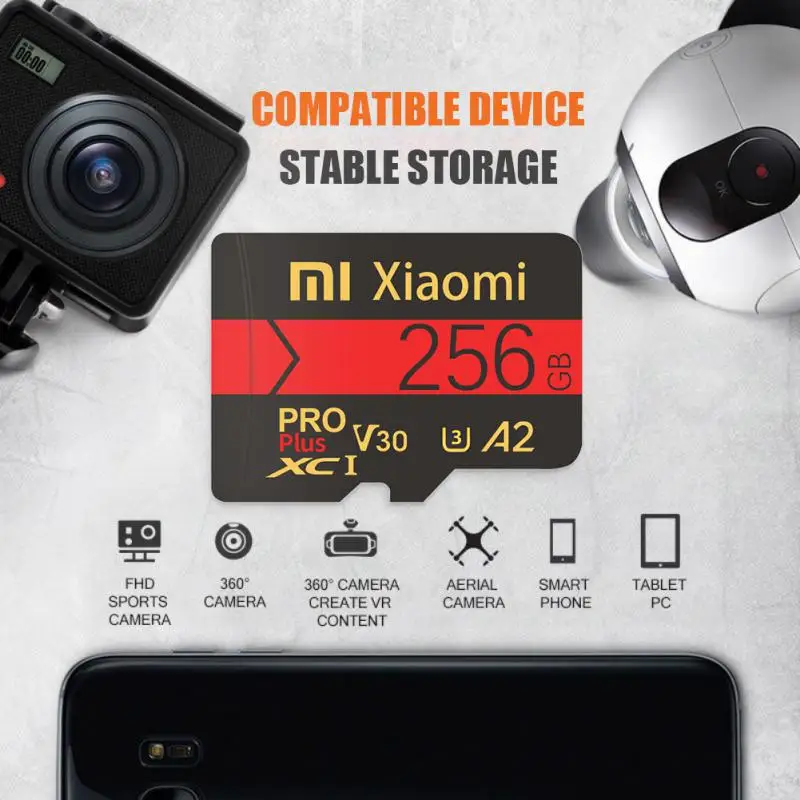 Xiaomi SD Card Class 10 V10 V30 V60 V90 U3 UHS-II 32GB 64GB 128GB 256GB 512GB High Speed 4K 8K Memory Card for Camera table PC