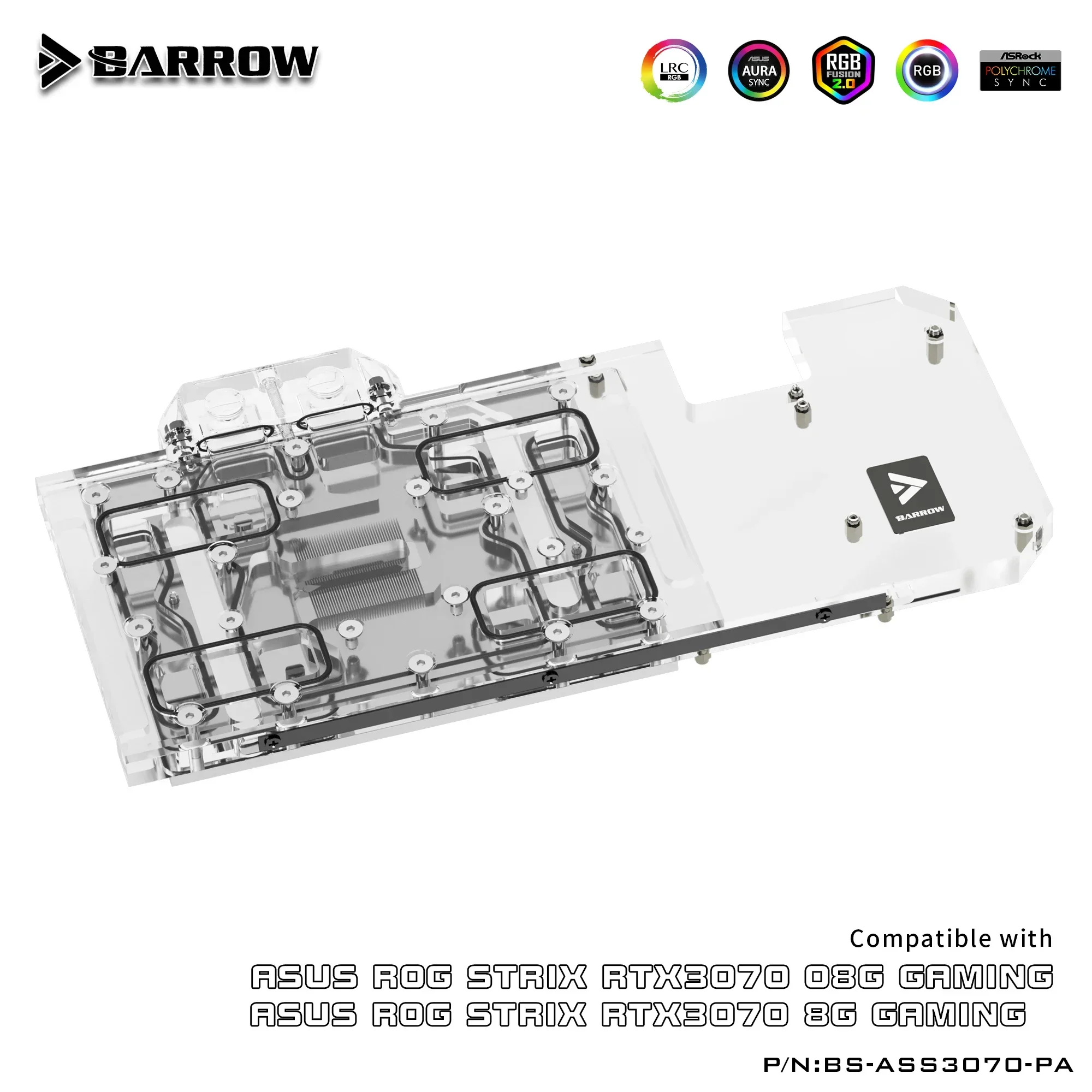 Barrow 3070 GPU Block Full Cover Graphics Card Water Cooling Blocks,For ASUS ROG STRIX RTX3070 08G GAMING,BS-ASS3070-PA