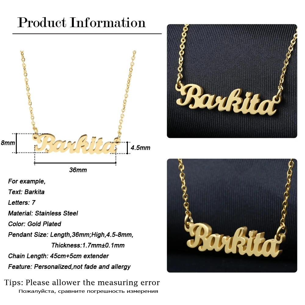 Dascusto Customized Name Necklaces 14K Gilded Stainless Steel Fashion Letter Pendant Necklace For Women Charm Jewelry Gift