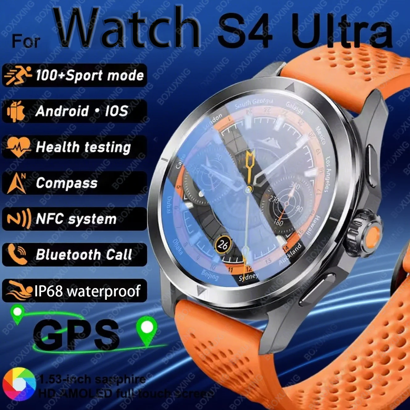 

2025 Новинка для Xiaomi S4 Ultra Смарт-часы для мужчин AMOLED Спорт на открытом воздухе NFC GPS трек сердечного ритма водонепроницаемые Bluetooth-смарт-часы с вызовом