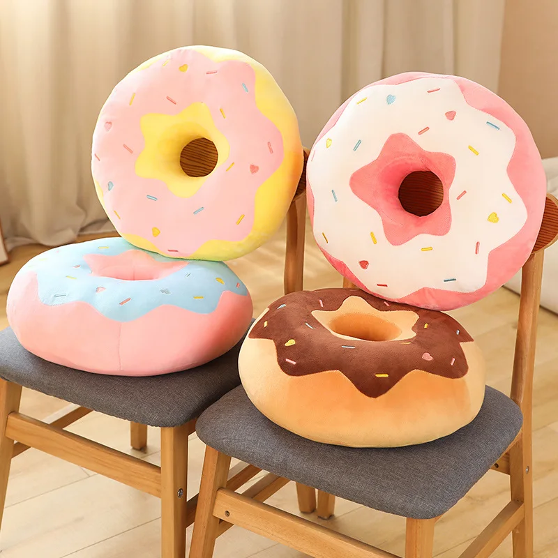 38/58cm New Donut peluche cuscino come vero fantastico anello a forma di cibo peluche morbido cuscino del sedile creativo cuscino per la testa decorazione del pavimento