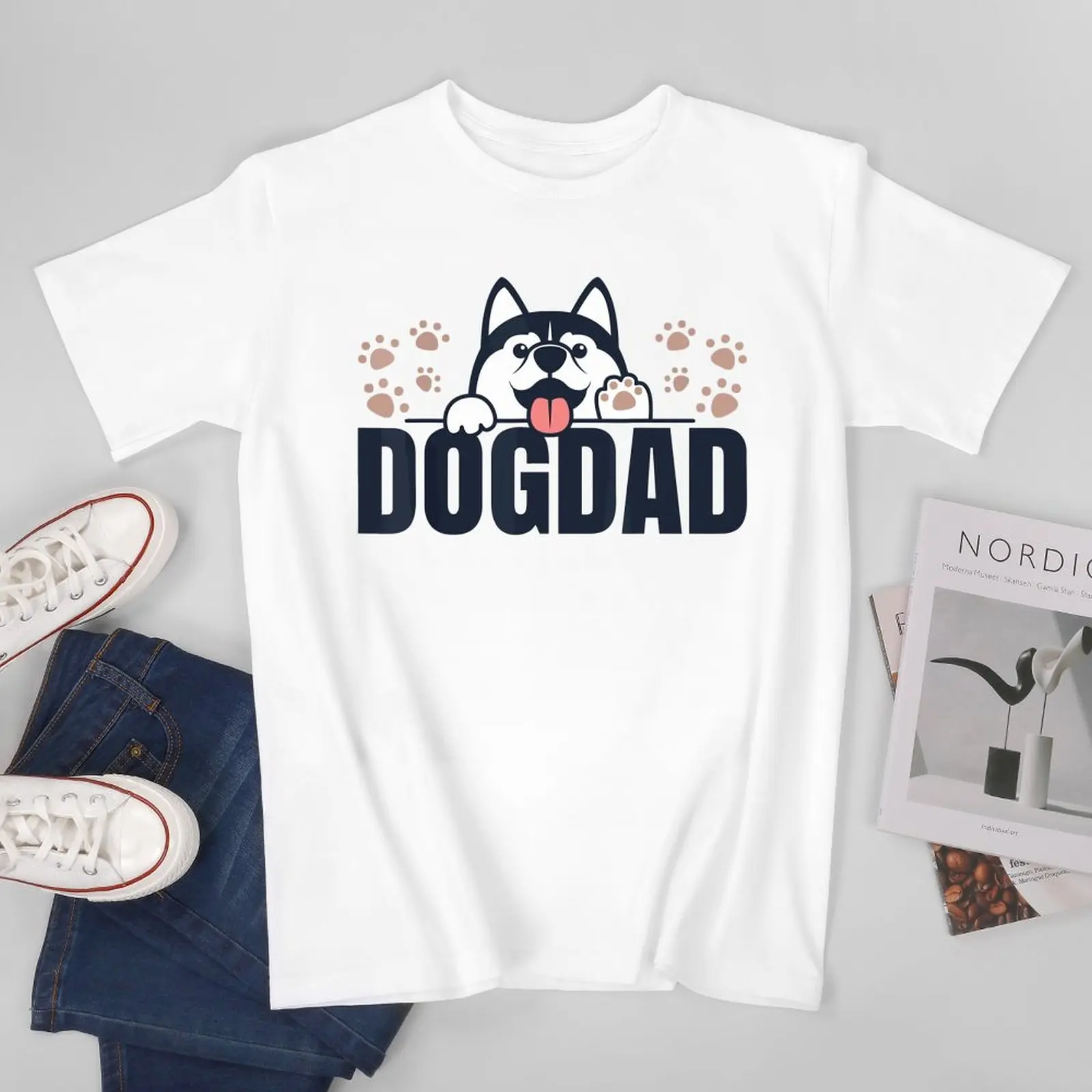 Unisex Men Siberian Husky Lovers for Dog Dad Huskies Tshirt Tees T Shirts Women Boys 100% Cotton T-Shirt