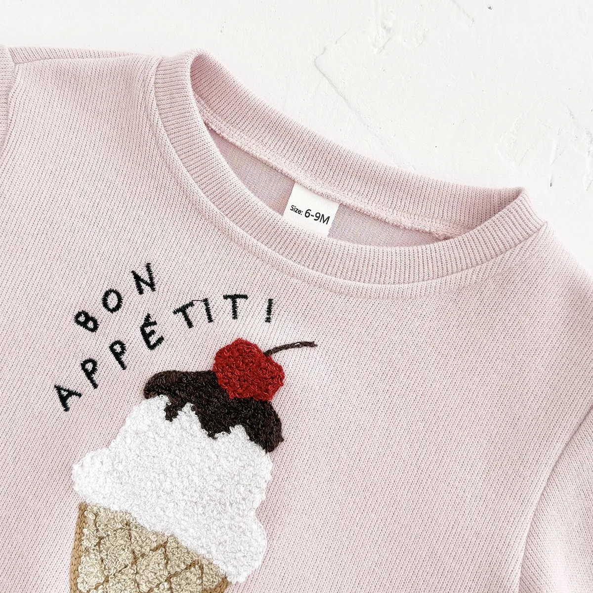 Ircomll 2 قطعة ملابس الاطفال البلوز مجموعة طفلة الصبي الملابس مجموعة الآيس كريم التطريز بلوزات بأكمام طويلة + بنطلون مخطط #4