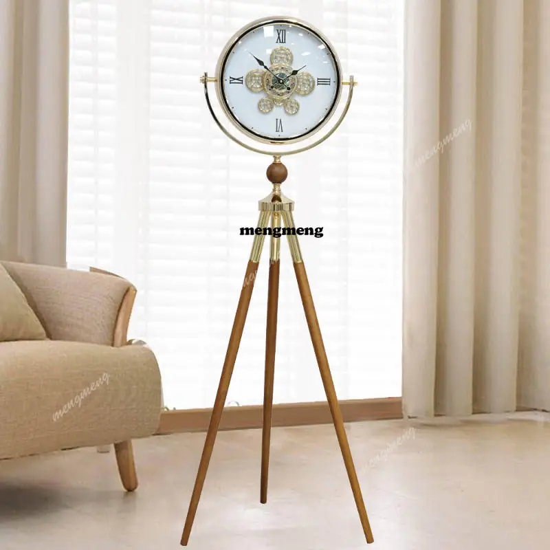 Retro light luxury floor clock living room home vertical villa ornament decoration silent seat clock