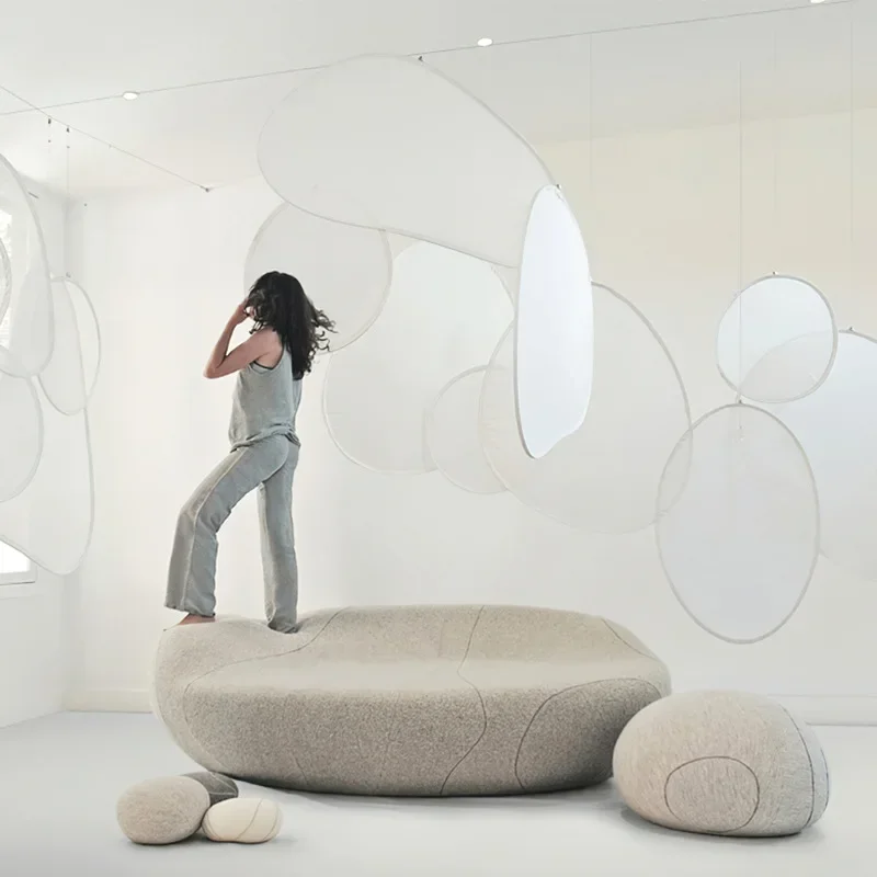 FRP, sedia per il tempo libero, centro commerciale, creativa, borsa morbida, ciottoli, styling, interni seduta