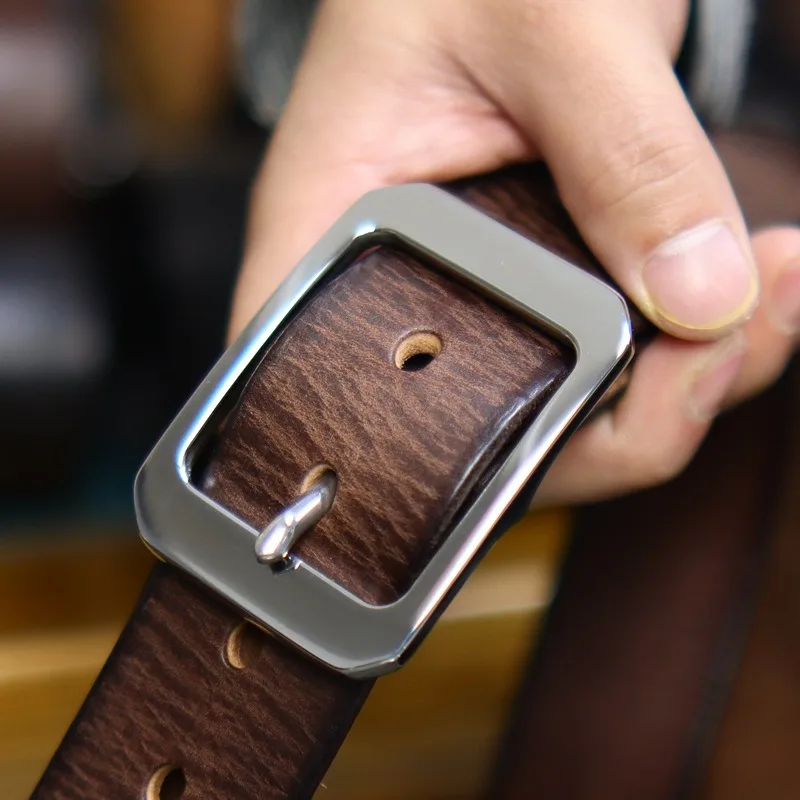 

Thickened Pure Steel Hand Polished Man Vintage Genuine Leather Belt, Men's Versatile Workwear Jeans Casual Pure Cowhide Belts