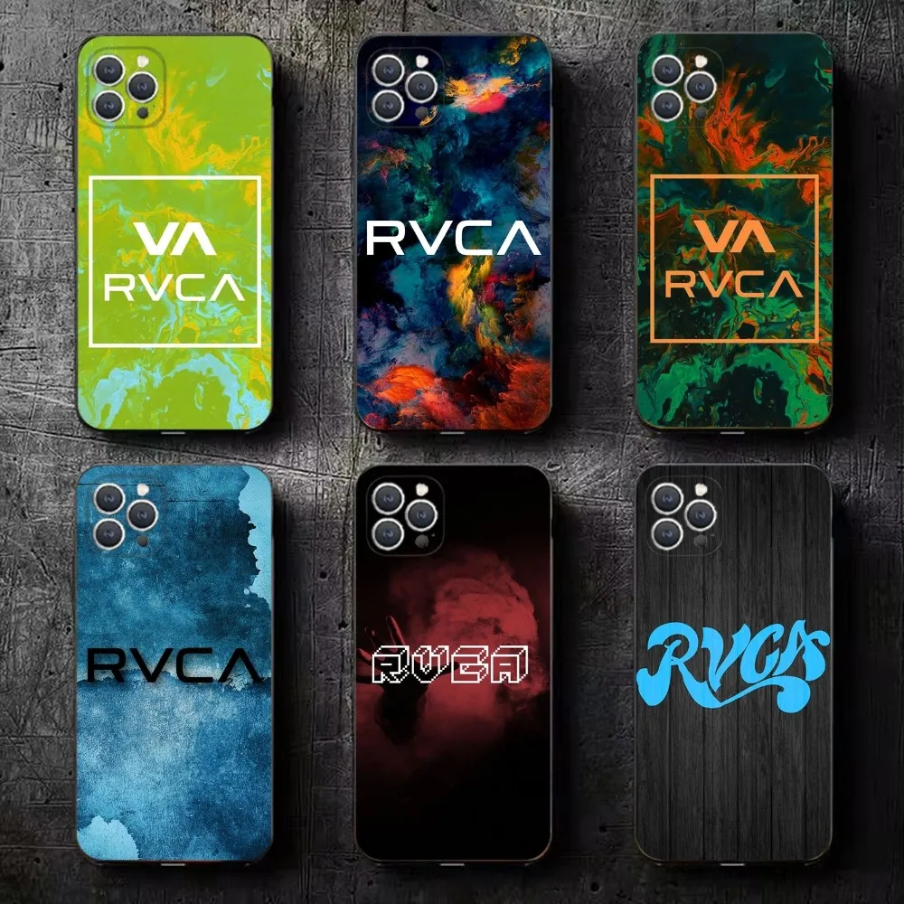 luxury R-RVCA-S Phone Case For iPhone 16,15,14,13,12,11,Plus,Pro Max,XS,X,XR,SE,Mini,8,7 Soft Silicone Black Cover