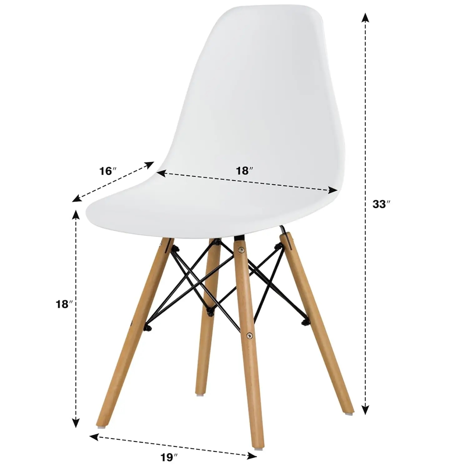 

Dinning Chair Set of 4, Mid Century Modern Eiffel DSW Style Shell Molded Plastic Chair for Kitchen, Dining, Living Room, Bedroom