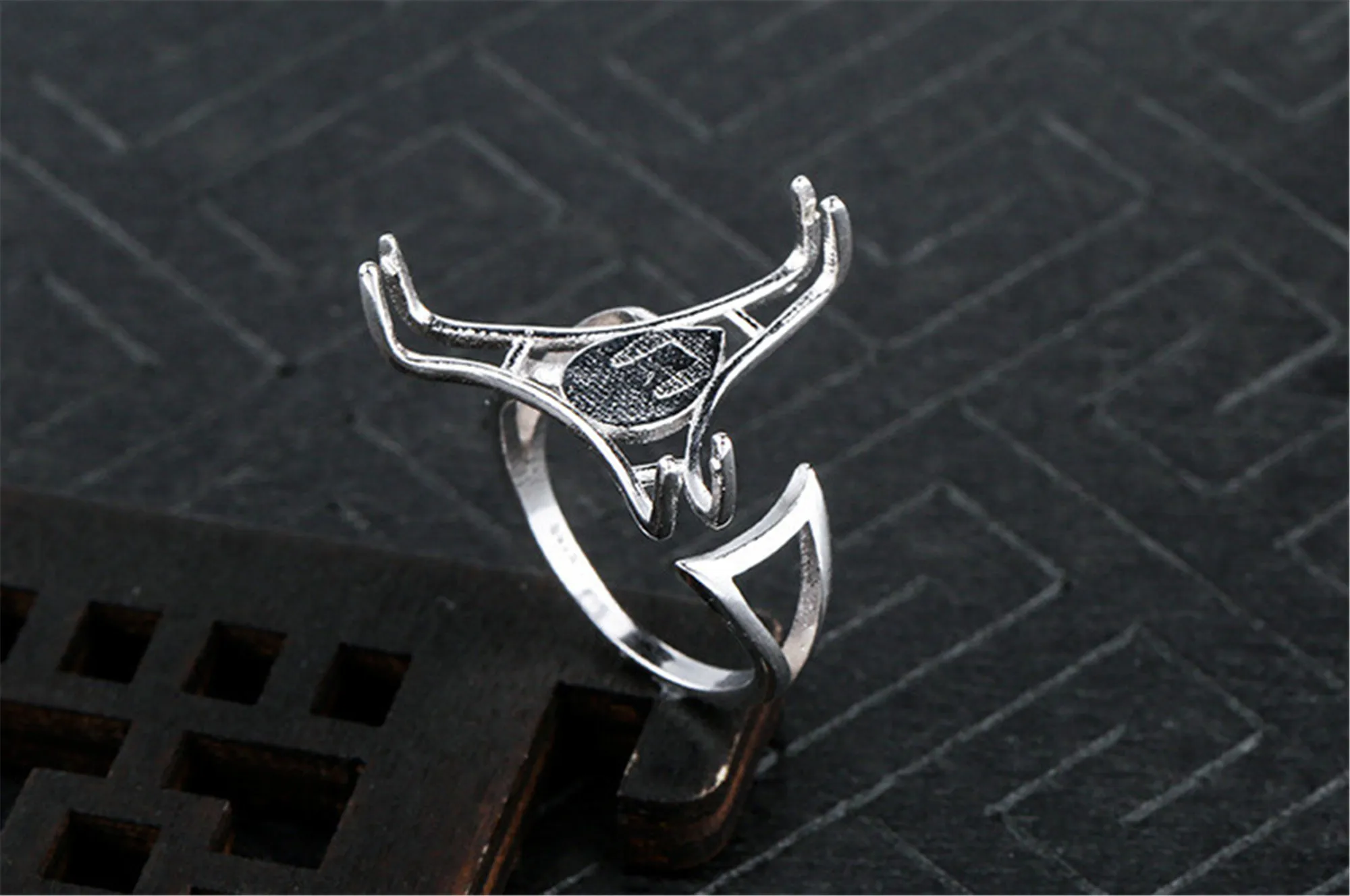 

Adjustable Sterling Silver Ring Blank For Stones in Round or Any Shape 925 Silver Cabochon Ring Setting