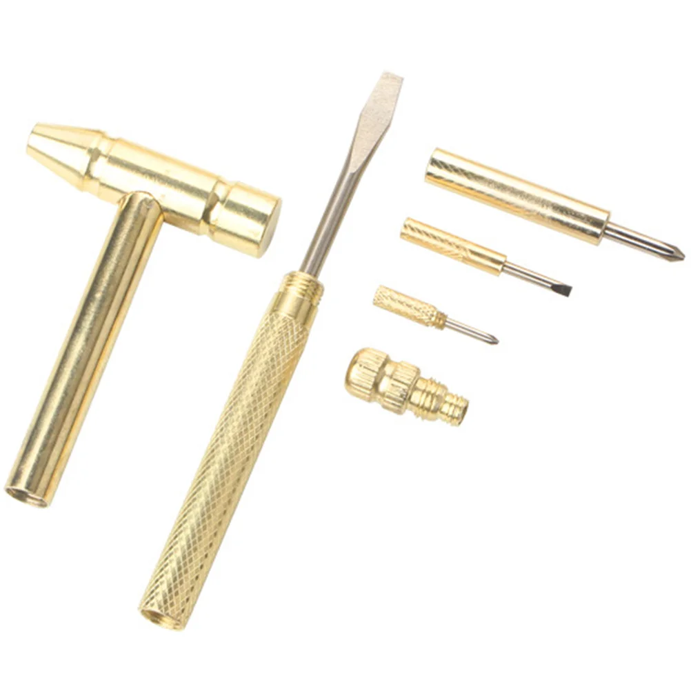 Hammer Multifunctional Small Screwdriver Set Mini Multitool Golden Jewelry Miss