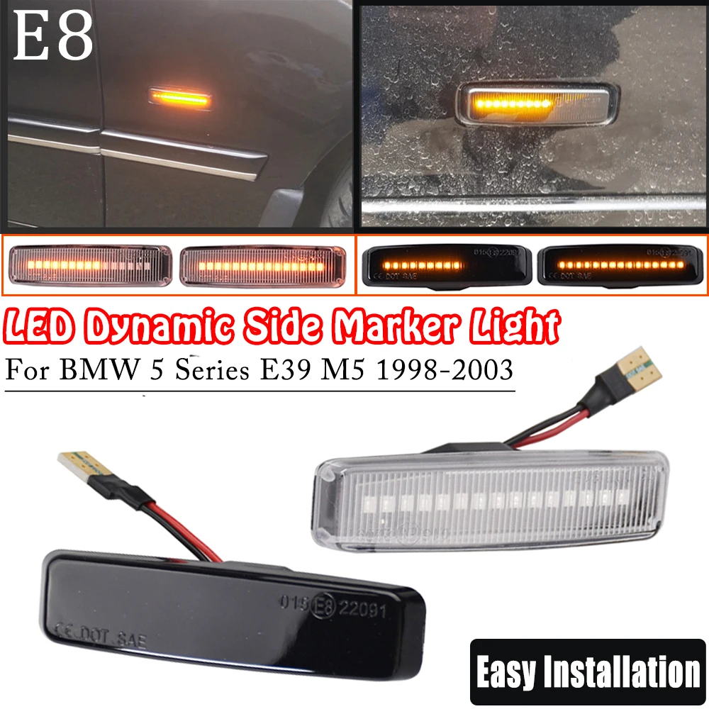 2Pcs T10 Turn Signal Side Indicator Marker Lights For Bmw 5 Series 5er E39 Mod. Bj. 12/95 - 6/03 Dynamic LED Flowing Lamps