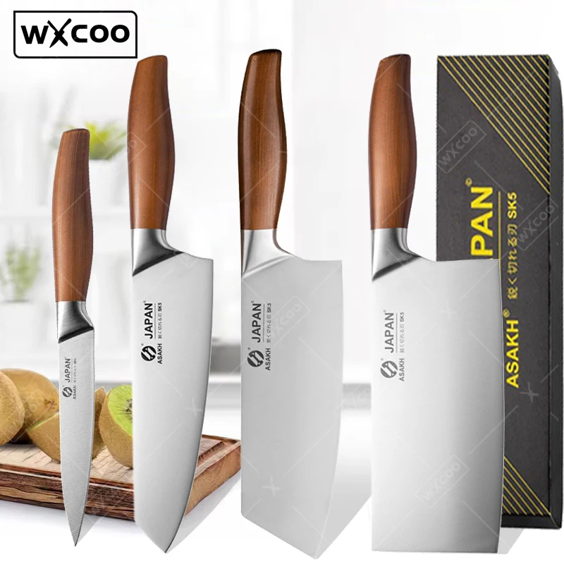 WXCOO Professional Chef Knife Multi-purpose Kitchen Knives Stainless Steel Forged Meat Cleaver Japanese Butter Kitchen Knife Set