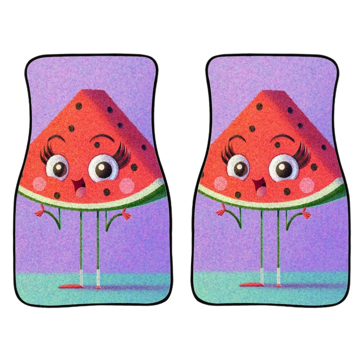 Cartoon Watermelon Pattern Car Floor Mat Print for Van SUV Truck Decoration Universal for Women Non-slip Mat Tapetes Para Carro