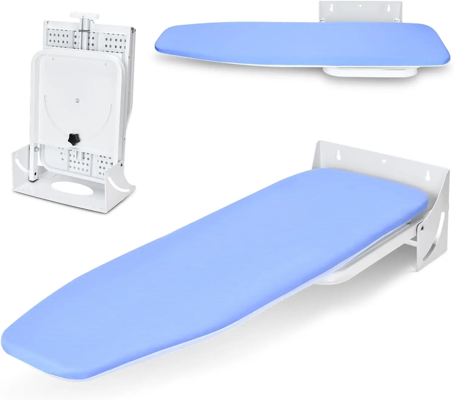 

Space-Saving Wall Mount Ironing Board with 180° Swivel, Heat-Resistant Cover for Small Laundry Rooms