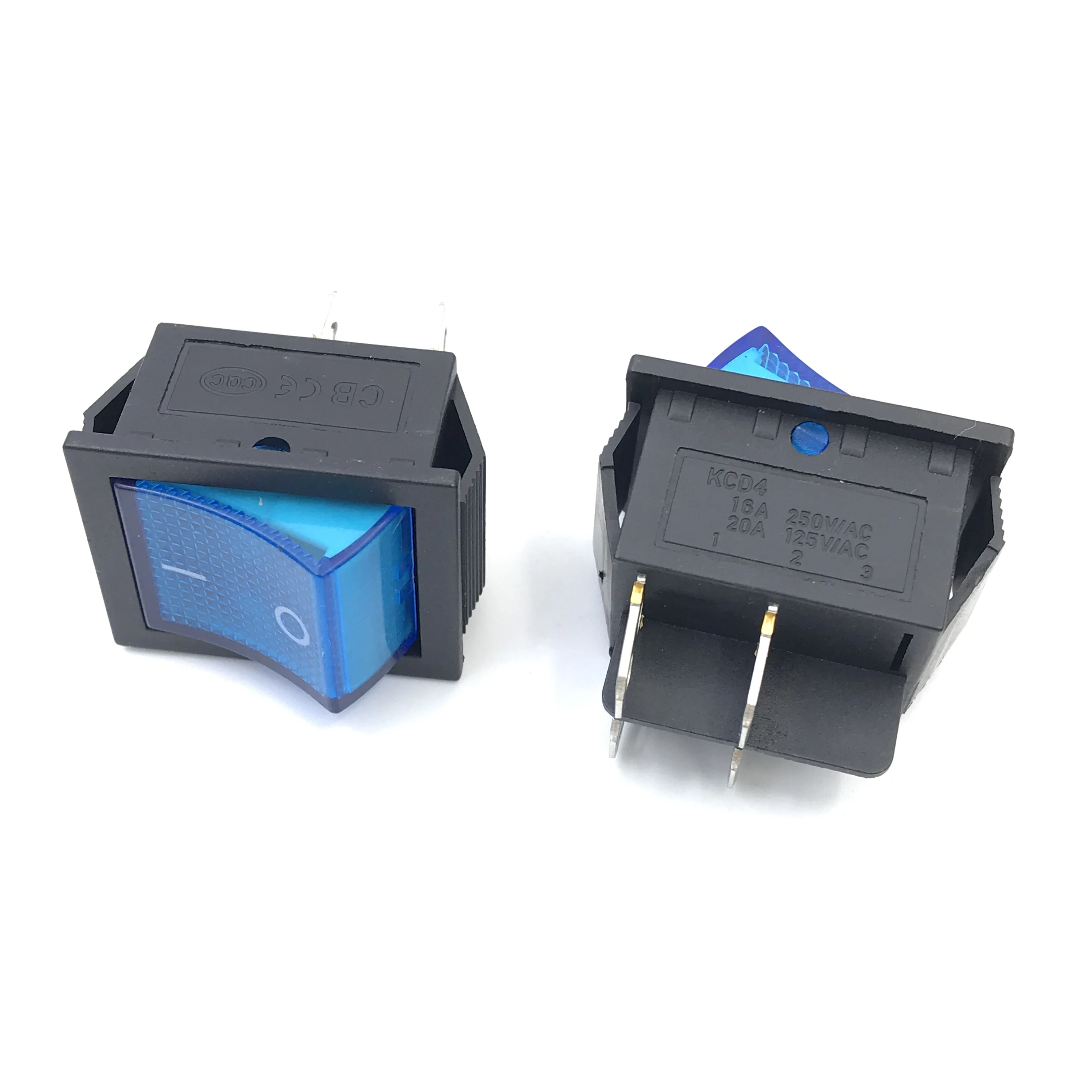 Latching Rocker Switch Power Switch I/O 4 Pins with Light 16A 250VAC 20A 125VAC KCD4