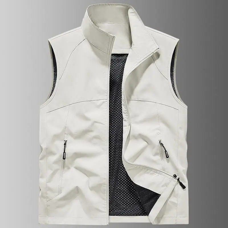 Outdoor Quick Drying Men's Sleeveless Vest Exhibition Truck Driver Vest Coat Work Uniform Fishing Hiking Jacket Printed Logo 6XL