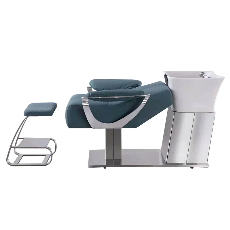 

Hair Salon Equipment Shampoo Bed Rinse Wash Shampoo Chair With Ceramic Bowl Sink