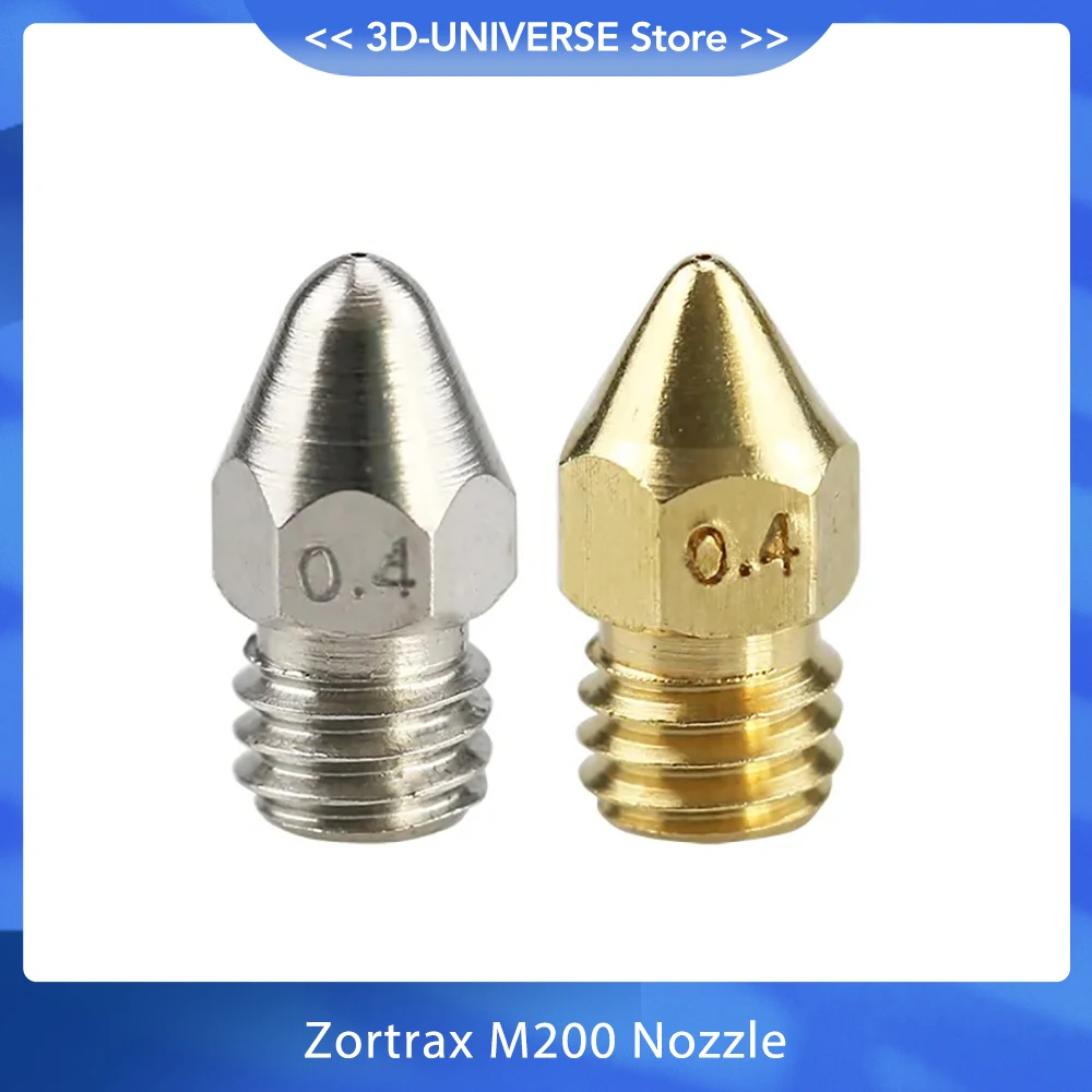 1pcs 1.75mm Print Head 0.2/0.3/0.4/0.5mm Copper/ Stainless Steel Zortrax M200 Nozzle Bore 3.5mm For 3D Printer Extruder Hotend