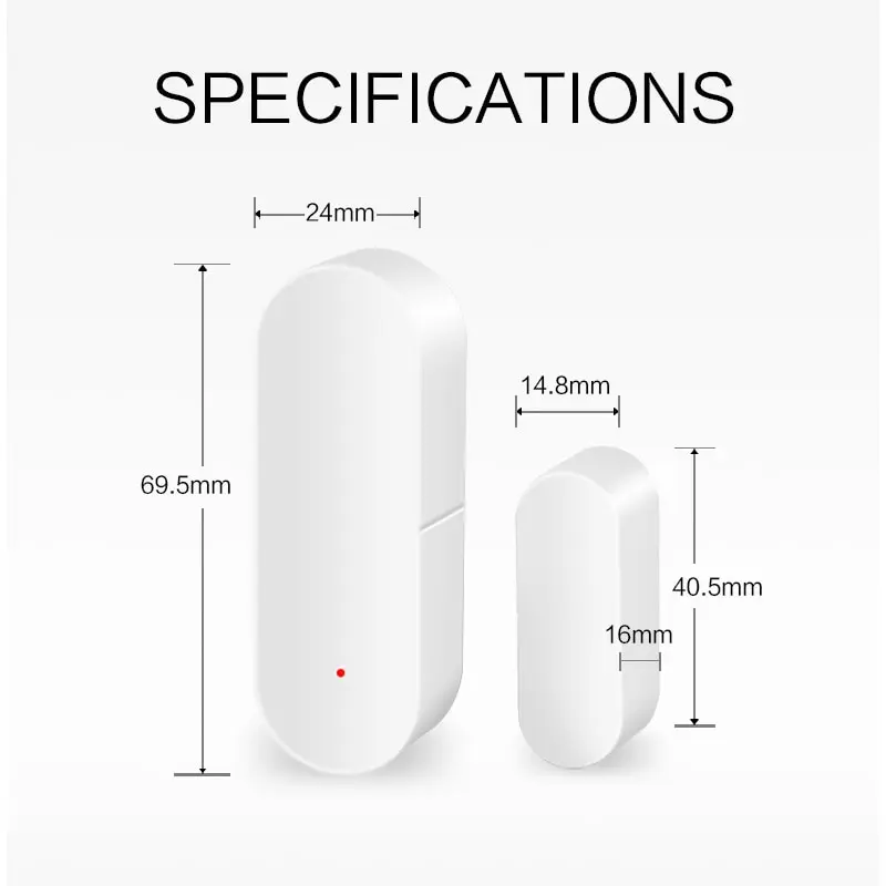 Sensor de puerta inteligente con WiFi, Detector de apertura y cierre, por aplicación Smartlife notificación de Control, Compatible con Alexa y Google Home, Tuya, TY001