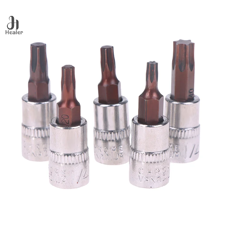 5 pezzi punte per cacciavite Torx 1/4 pollici strumenti con testa a bussola T15 T20 T25 T30 T40 chiave a bussola adattatore utensili manuali